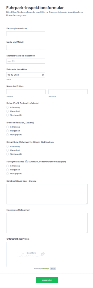 Fuhrpark Inspektionsformular