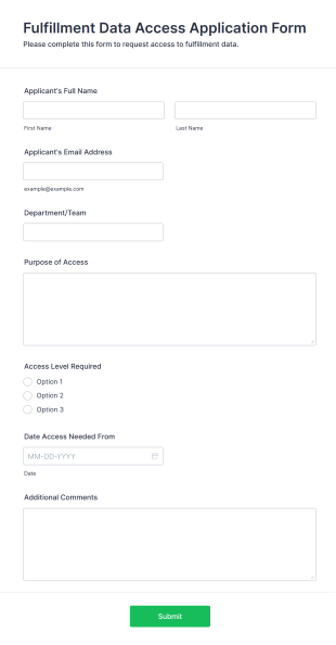 Fulfillment Data Access Application Form Template