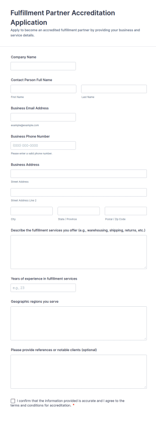 Fulfillment Partner Accreditation Application Form Template