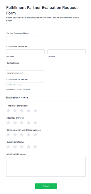 Fulfillment Partner Evaluation Request Form Template