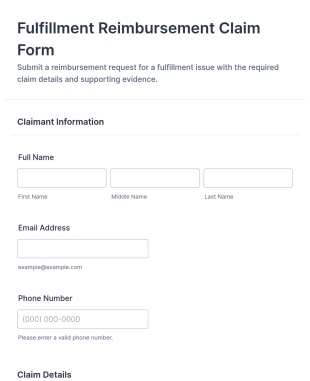 Fulfillment Reimbursement Claim Form Template