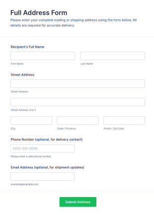 Full Address Form Template