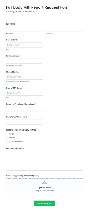 Full Body MRI Report Request Form Template