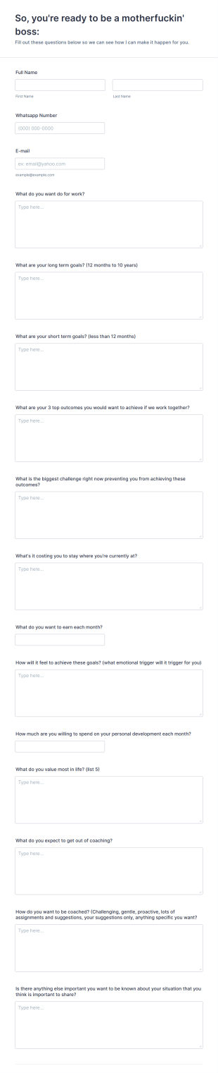 Full Reset Coaching Client Form Template