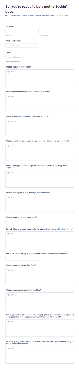 Full Reset Coaching Client Form Template