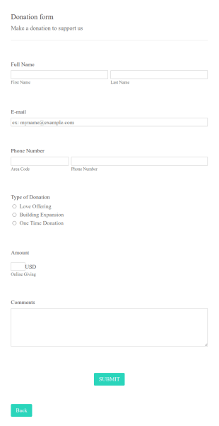 Fullscreen Donation Form Template