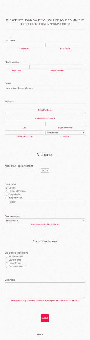 Fullscreen Event RSVP Responsive Form Template