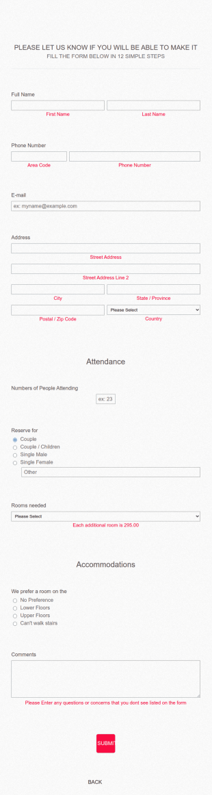 Fullscreen Event RSVP Responsive Form Template