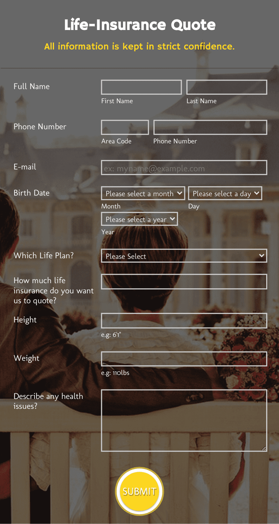 Fullscreen Life-Insurance Quote Form Template | Jotform