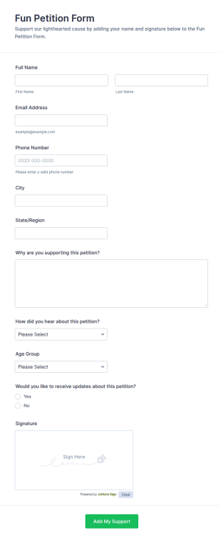 Fun Petition Form Template