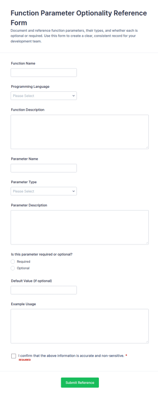 Function Parameter Optionality Reference Form Template