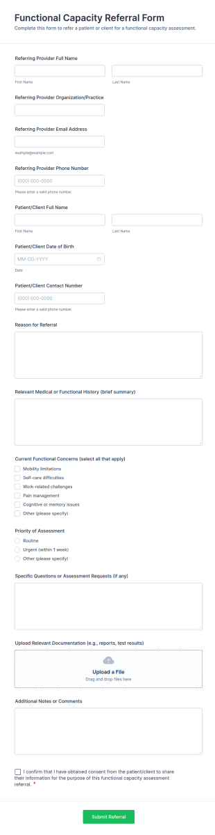 Functional Capacity Referral Form Template
