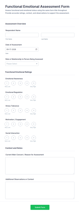 Functional Emotional Assessment Form Template