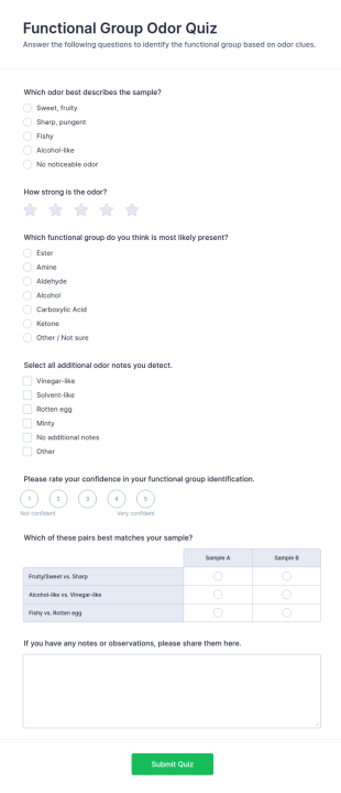 Functional Group Odor Quiz Form Template
