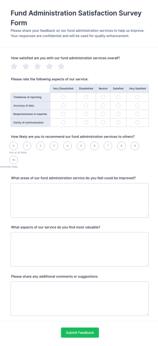 Fund Administration Satisfaction Survey Form Template