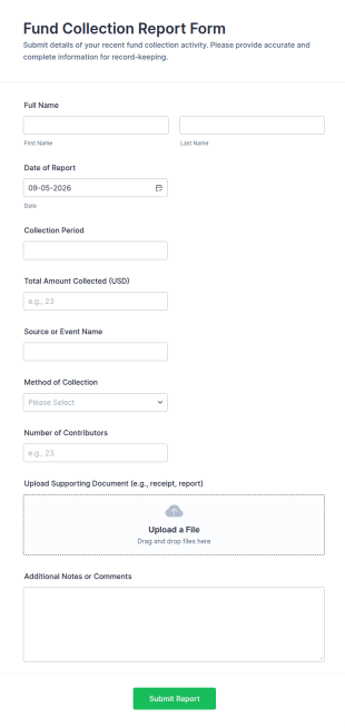 Fund Collection Report Form Template