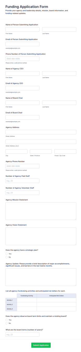 Funding Application Form Template