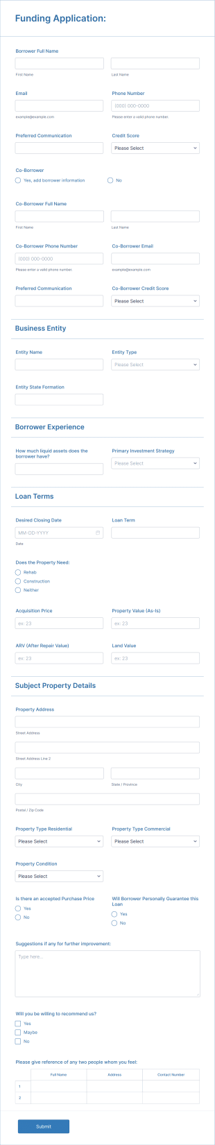 Funding Application Form Template