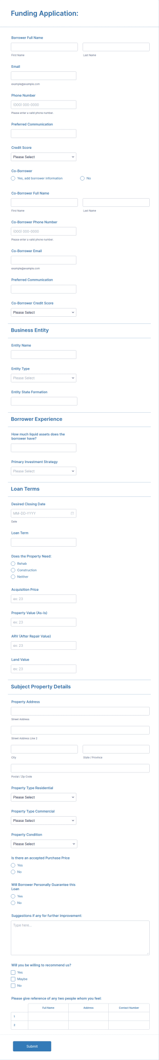 Funding Application Form Template