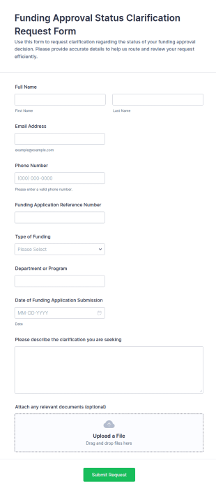 Funding Approval Status Clarification Request Form Template