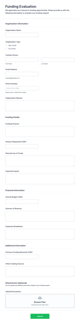 Funding Evaluation Form Template