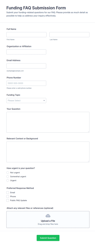 Funding FAQ Submission Form Template