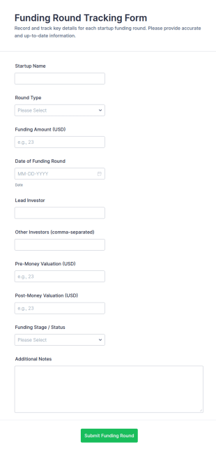 Funding Round Tracking Form Template