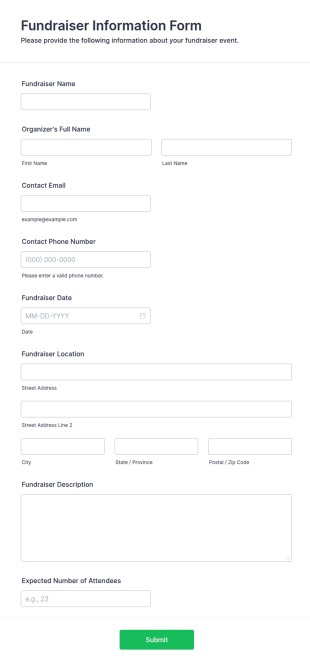 Fundraiser Information Form Template