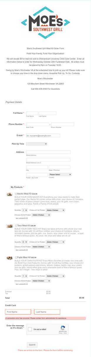 Fundraiser Online Order Form Template