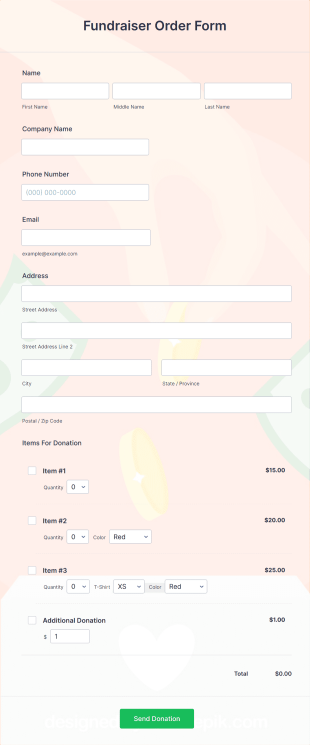 Fundraiser Order Form Template