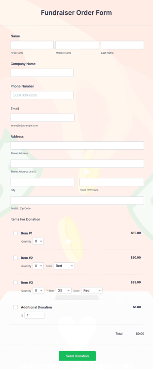 Fundraiser Order Form Template
