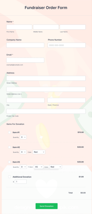 Fundraiser Order Form Template