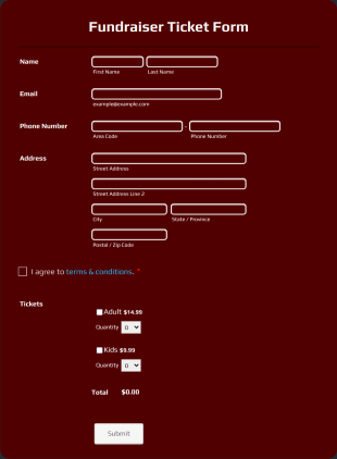 Fundraiser Ticket Form Template