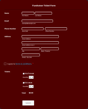 Fundraiser Ticket Form Template