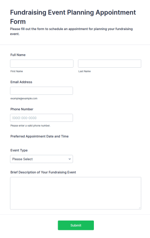 Fundraising Event Planning Appointment Form Template