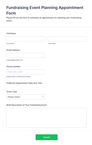 Fundraising Event Planning Appointment Form Template