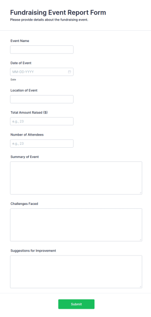 Fundraising Event Report Form Template