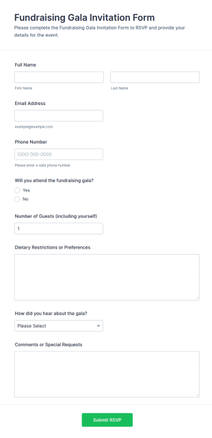 Fundraising Gala Invitation Form Template