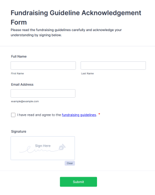 Fundraising Guideline Acknowledgement Form Template