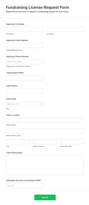 Fundraising License Request Form Template