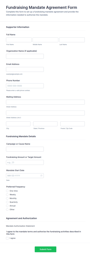 Fundraising Mandate Agreement Form Template