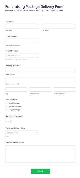 Fundraising Package Delivery Form Template