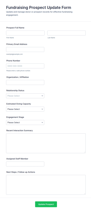 Fundraising Prospect Update Form Template
