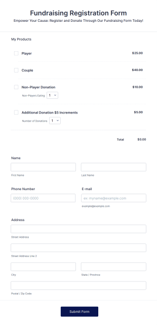 Fundraising Registration Form Template