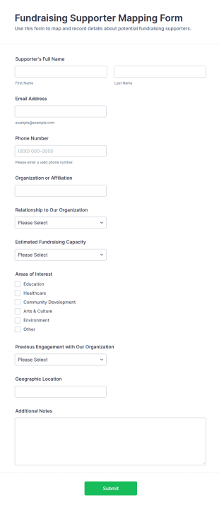 Fundraising Supporter Mapping Form Template