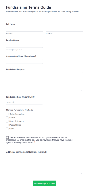Fundraising Terms Guide Form Template