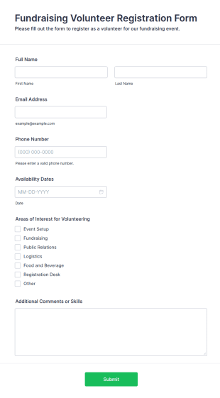Fundraising Volunteer Registration Form Template