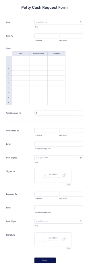 Funds Request Form Template