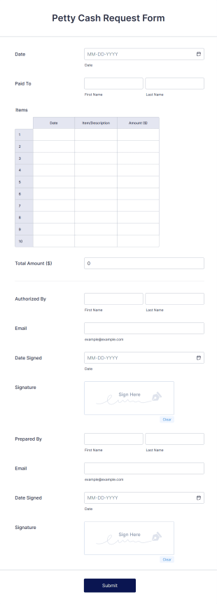 Funds Request Form Template