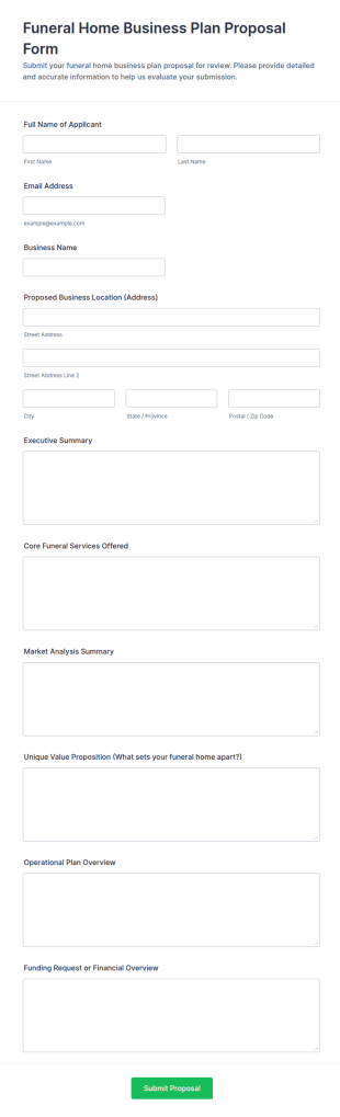 Funeral Home Business Plan Proposal Form Template